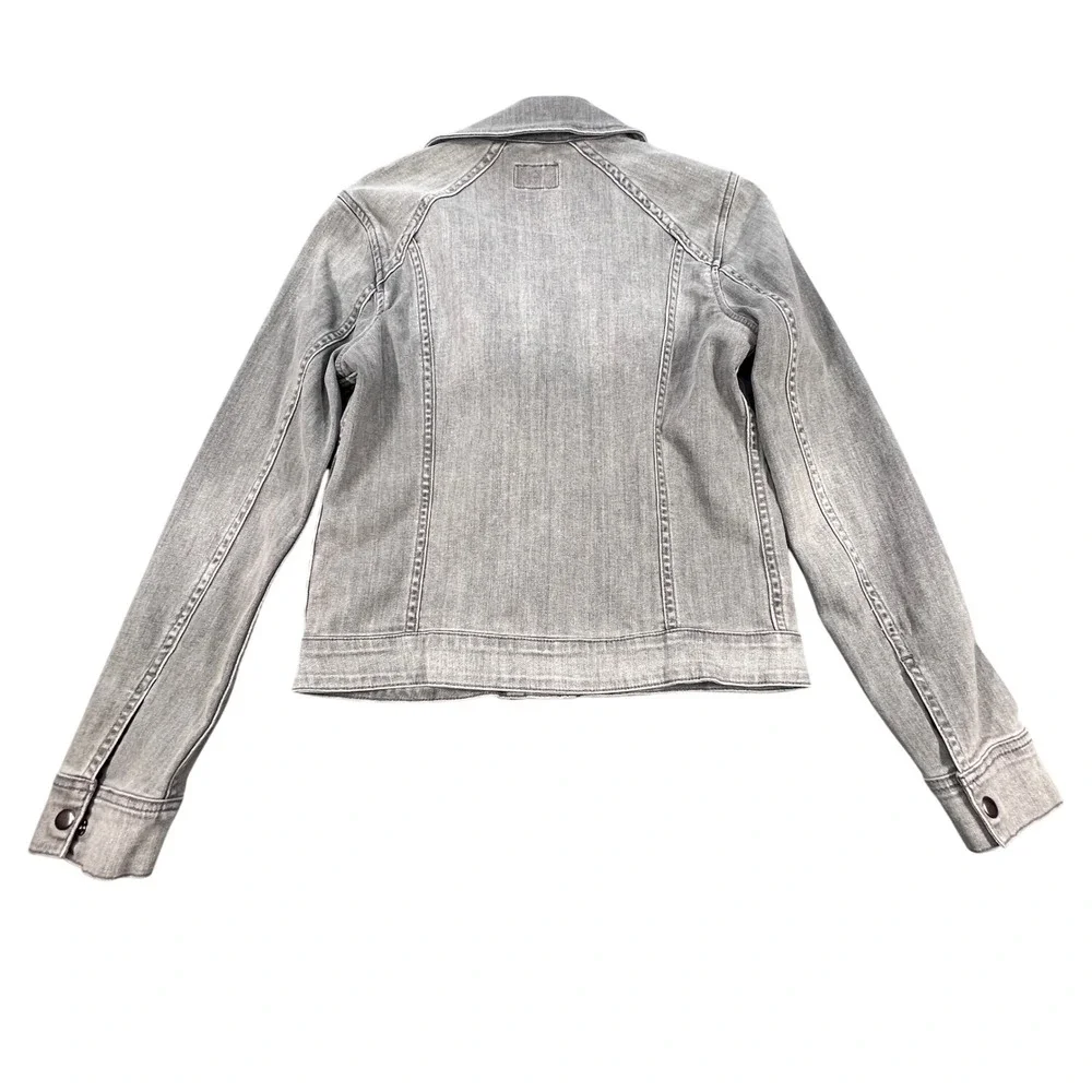 Lucky Brand Gray Denim Moto Jacket Women Size Small Asymmetrical Zip Biker